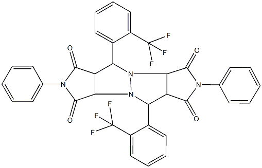 2,7-diphenyl-5,10-bis[2-(trifluoromethyl)phenyl]tetrahydropyrrolo[3,4-c]pyrrolo[3',4':4,5]pyrazolo[1,2-a]pyrazole-1,3,6,8(2H,3aH,5H,7H)-tetrone Structure