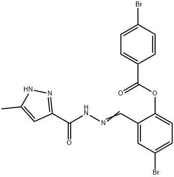 4-bromo-2-{2-[(3-methyl-1H-pyrazol-5-yl)carbonyl]carbohydrazonoyl}phenyl 4-bromobenzoate Structure