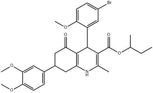 sec-butyl 4-(5-bromo-2-methoxyphenyl)-7-(3,4-dimethoxyphenyl)-2-methyl-5-oxo-1,4,5,6,7,8-hexahydro-3-quinolinecarboxylate 구조식 이미지