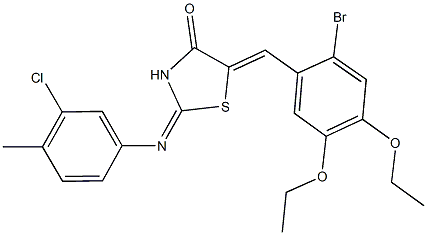 5-(2-bromo-4,5-diethoxybenzylidene)-2-[(3-chloro-4-methylphenyl)imino]-1,3-thiazolidin-4-one Structure
