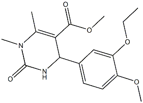 methyl 4-(3-ethoxy-4-methoxyphenyl)-1,6-dimethyl-2-oxo-1,2,3,4-tetrahydro-5-pyrimidinecarboxylate Structure