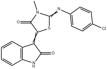 3-{2-[(4-chlorophenyl)imino]-3-methyl-4-oxo-1,3-thiazolidin-5-ylidene}-1,3-dihydro-2H-indol-2-one Structure