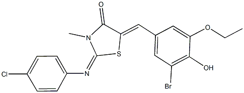 5-(3-bromo-5-ethoxy-4-hydroxybenzylidene)-2-[(4-chlorophenyl)imino]-3-methyl-1,3-thiazolidin-4-one 구조식 이미지