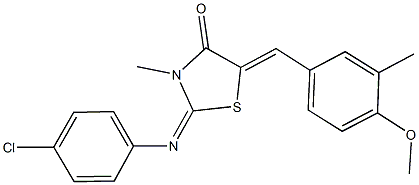 2-[(4-chlorophenyl)imino]-5-(4-methoxy-3-methylbenzylidene)-3-methyl-1,3-thiazolidin-4-one Structure