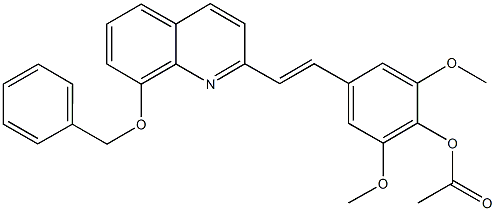 4-{2-[8-(benzyloxy)-2-quinolinyl]vinyl}-2,6-dimethoxyphenyl acetate 구조식 이미지