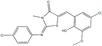 5-(5-chloro-2-hydroxy-3-methoxybenzylidene)-2-[(4-chlorophenyl)imino]-3-methyl-1,3-thiazolidin-4-one Structure