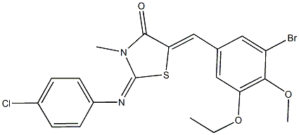 5-(3-bromo-5-ethoxy-4-methoxybenzylidene)-2-[(4-chlorophenyl)imino]-3-methyl-1,3-thiazolidin-4-one Structure