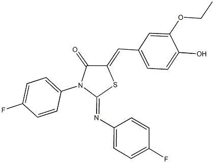 5-(3-ethoxy-4-hydroxybenzylidene)-3-(4-fluorophenyl)-2-[(4-fluorophenyl)imino]-1,3-thiazolidin-4-one 구조식 이미지