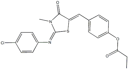 4-({2-[(4-chlorophenyl)imino]-3-methyl-4-oxo-1,3-thiazolidin-5-ylidene}methyl)phenyl propionate 구조식 이미지