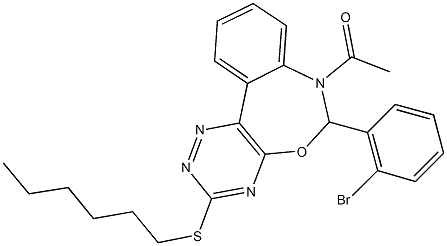 7-acetyl-6-(2-bromophenyl)-3-(hexylsulfanyl)-6,7-dihydro[1,2,4]triazino[5,6-d][3,1]benzoxazepine 구조식 이미지