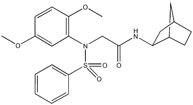 N-bicyclo[2.2.1]hept-2-yl-2-[2,5-dimethoxy(phenylsulfonyl)anilino]acetamide 구조식 이미지