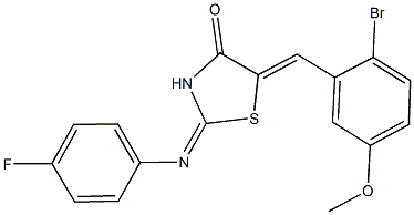 5-(2-bromo-5-methoxybenzylidene)-2-[(4-fluorophenyl)imino]-1,3-thiazolidin-4-one Structure