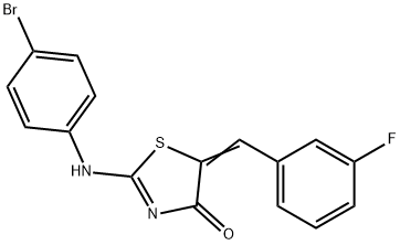 2-[(4-bromophenyl)imino]-5-(3-fluorobenzylidene)-1,3-thiazolidin-4-one 구조식 이미지