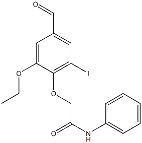 2-(2-ethoxy-4-formyl-6-iodophenoxy)-N-phenylacetamide 구조식 이미지