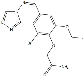 2-{2-bromo-6-ethoxy-4-[(4H-1,2,4-triazol-4-ylimino)methyl]phenoxy}acetamide Structure