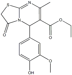 ethyl 5-(4-hydroxy-3-methoxyphenyl)-7-methyl-3-oxo-2,3-dihydro-5H-[1,3]thiazolo[3,2-a]pyrimidine-6-carboxylate Structure
