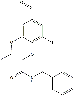 N-benzyl-2-(2-ethoxy-4-formyl-6-iodophenoxy)acetamide 구조식 이미지