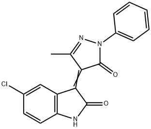 5-chloro-3-(3-methyl-5-oxo-1-phenyl-1,5-dihydro-4H-pyrazol-4-ylidene)-1,3-dihydro-2H-indol-2-one Structure