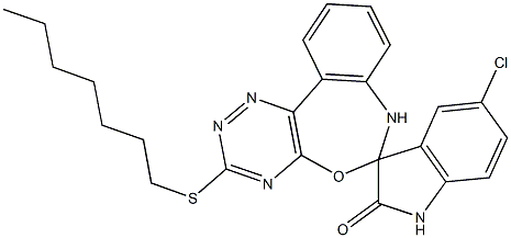 5'-chloro-3-(heptylthio)-2'-oxo-6,7-dihydro[1,2,4]triazino[5,6-d][3,1]benzoxazepine-6-spiro-3'-indoline Structure