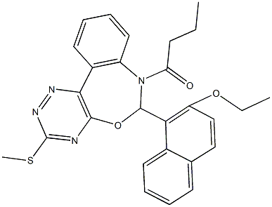 1-[7-butyryl-3-(methylsulfanyl)-6,7-dihydro[1,2,4]triazino[5,6-d][3,1]benzoxazepin-6-yl]-2-naphthyl ethyl ether Structure