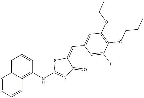 5-(3-ethoxy-5-iodo-4-propoxybenzylidene)-2-(1-naphthylamino)-1,3-thiazol-4(5H)-one Structure