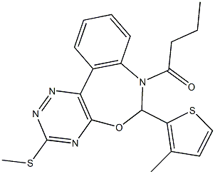 7-butyryl-6-(3-methyl-2-thienyl)-6,7-dihydro[1,2,4]triazino[5,6-d][3,1]benzoxazepin-3-yl methyl sulfide 구조식 이미지