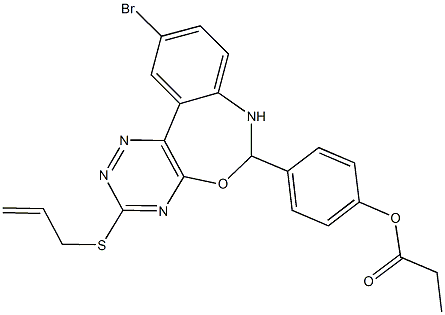 4-[3-(allylsulfanyl)-10-bromo-6,7-dihydro[1,2,4]triazino[5,6-d][3,1]benzoxazepin-6-yl]phenyl propionate Structure