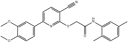 2-{[3-cyano-6-(3,4-dimethoxyphenyl)pyridin-2-yl]sulfanyl}-N-(2,5-dimethylphenyl)acetamide Structure