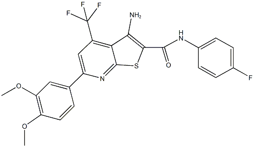 3-amino-6-(3,4-dimethoxyphenyl)-N-(4-fluorophenyl)-4-(trifluoromethyl)thieno[2,3-b]pyridine-2-carboxamide Structure