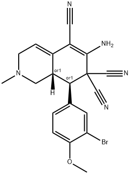 6-amino-8-(3-bromo-4-methoxyphenyl)-2-methyl-2,3,8,8a-tetrahydro-5,7,7(1H)-isoquinolinetricarbonitrile 구조식 이미지