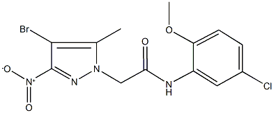 2-{4-bromo-3-nitro-5-methyl-1H-pyrazol-1-yl}-N-(5-chloro-2-methoxyphenyl)acetamide Structure