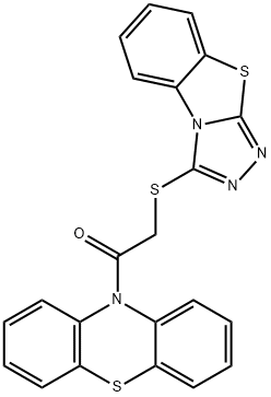 10-[([1,2,4]triazolo[3,4-b][1,3]benzothiazol-3-ylsulfanyl)acetyl]-10H-phenothiazine 구조식 이미지