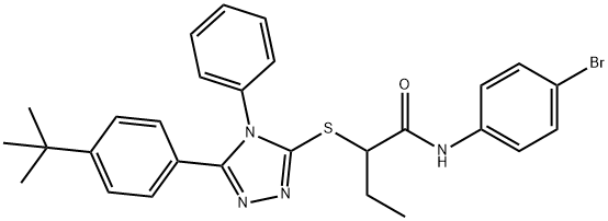 N-(4-bromophenyl)-2-{[5-(4-tert-butylphenyl)-4-phenyl-4H-1,2,4-triazol-3-yl]sulfanyl}butanamide 구조식 이미지