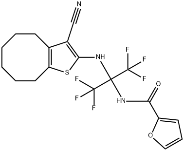 N-[1-[(3-cyano-4,5,6,7,8,9-hexahydrocycloocta[b]thien-2-yl)amino]-2,2,2-trifluoro-1-(trifluoromethyl)ethyl]-2-furamide Structure