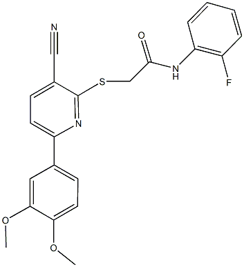 2-{[3-cyano-6-(3,4-dimethoxyphenyl)pyridin-2-yl]sulfanyl}-N-(2-fluorophenyl)acetamide 구조식 이미지