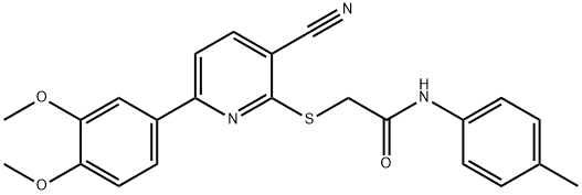 2-{[3-cyano-6-(3,4-dimethoxyphenyl)pyridin-2-yl]sulfanyl}-N-(4-methylphenyl)acetamide Structure