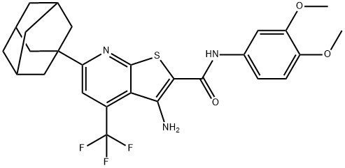 6-(1-adamantyl)-3-amino-N-(3,4-dimethoxyphenyl)-4-(trifluoromethyl)thieno[2,3-b]pyridine-2-carboxamide Structure