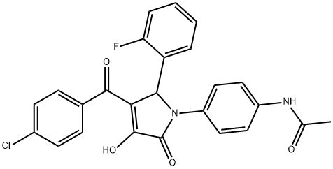 N-{4-[3-(4-chlorobenzoyl)-2-(2-fluorophenyl)-4-hydroxy-5-oxo-2,5-dihydro-1H-pyrrol-1-yl]phenyl}acetamide 구조식 이미지