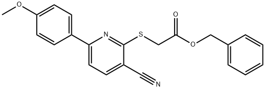 benzyl {[3-cyano-6-(4-methoxyphenyl)pyridin-2-yl]sulfanyl}acetate 구조식 이미지