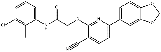 2-{[6-(1,3-benzodioxol-5-yl)-3-cyanopyridin-2-yl]sulfanyl}-N-(3-chloro-2-methylphenyl)acetamide 구조식 이미지