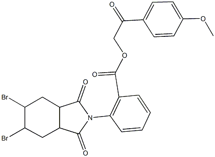 2-(4-methoxyphenyl)-2-oxoethyl 2-(5,6-dibromo-1,3-dioxooctahydro-2H-isoindol-2-yl)benzoate Structure