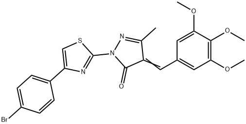 2-[4-(4-bromophenyl)-1,3-thiazol-2-yl]-5-methyl-4-(3,4,5-trimethoxybenzylidene)-2,4-dihydro-3H-pyrazol-3-one 구조식 이미지