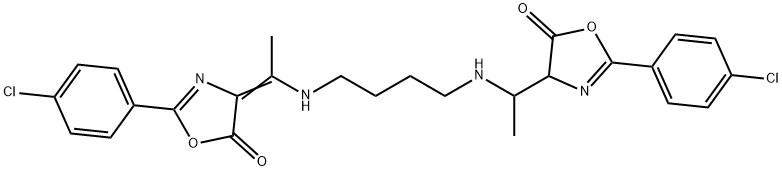 2-(4-chlorophenyl)-4-(1-{[4-({1-[2-(4-chlorophenyl)-5-oxo-4,5-dihydro-1,3-oxazol-4-yl]ethyl}amino)butyl]amino}ethylidene)-1,3-oxazol-5(4H)-one 구조식 이미지