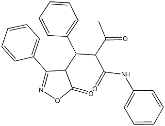 3-oxo-2-[(5-oxo-3-phenyl-4,5-dihydro-4-isoxazolyl)(phenyl)methyl]-N-phenylbutanamide 구조식 이미지
