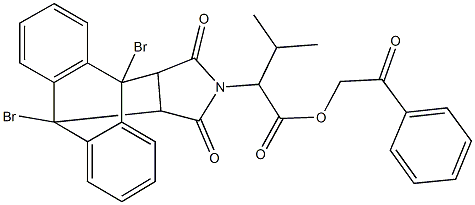 2-oxo-2-phenylethyl 2-(1,8-dibromo-16,18-dioxo-17-azapentacyclo[6.6.5.0~2,7~.0~9,14~.0~15,19~]nonadeca-2,4,6,9,11,13-hexaen-17-yl)-3-methylbutanoate Structure