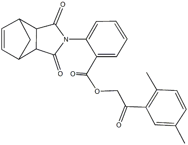 2-(2,5-dimethylphenyl)-2-oxoethyl 2-(3,5-dioxo-4-azatricyclo[5.2.1.0~2,6~]dec-8-en-4-yl)benzoate 구조식 이미지