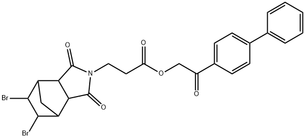 2-[1,1'-biphenyl]-4-yl-2-oxoethyl 3-(8,9-dibromo-3,5-dioxo-4-azatricyclo[5.2.1.0~2,6~]dec-4-yl)propanoate 구조식 이미지