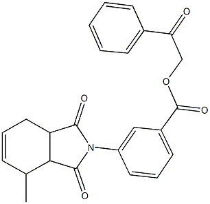 2-oxo-2-phenylethyl 3-(4-methyl-1,3-dioxo-1,3,3a,4,7,7a-hexahydro-2H-isoindol-2-yl)benzoate 구조식 이미지