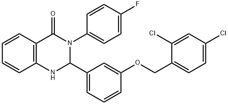 2-{3-[(2,4-dichlorobenzyl)oxy]phenyl}-3-(4-fluorophenyl)-2,3-dihydro-4(1H)-quinazolinone Structure