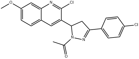 3-[1-acetyl-3-(4-chlorophenyl)-4,5-dihydro-1H-pyrazol-5-yl]-2-chloro-7-quinolinyl methyl ether 구조식 이미지